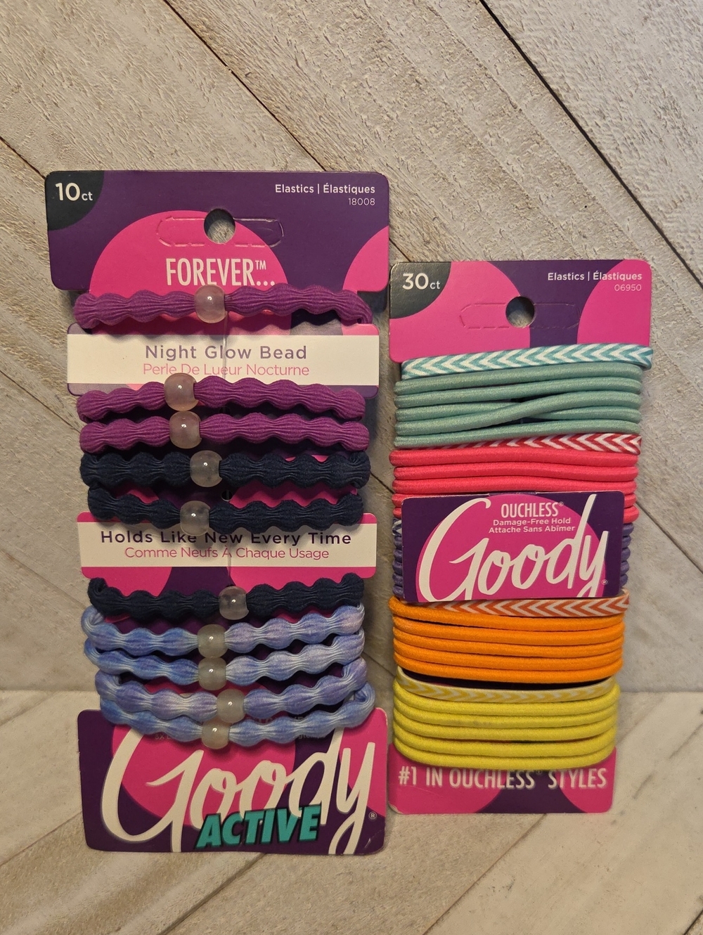 NWT Goody 2 Piece Hair Bundle Glow In The Dark Hair Ties + Colourful Hair Ties